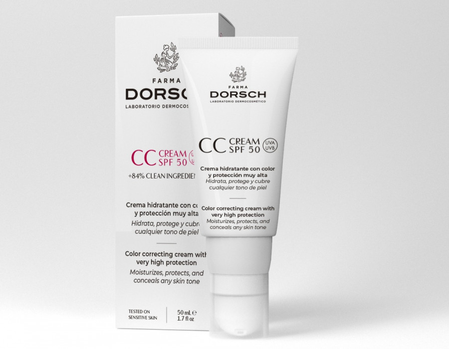 CC Cream SPF 50  Farma Dorsch tubo y caja con fondo