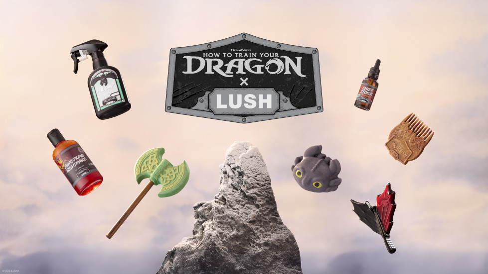 LUSH x how to train a dragon Group shot landscape 2025