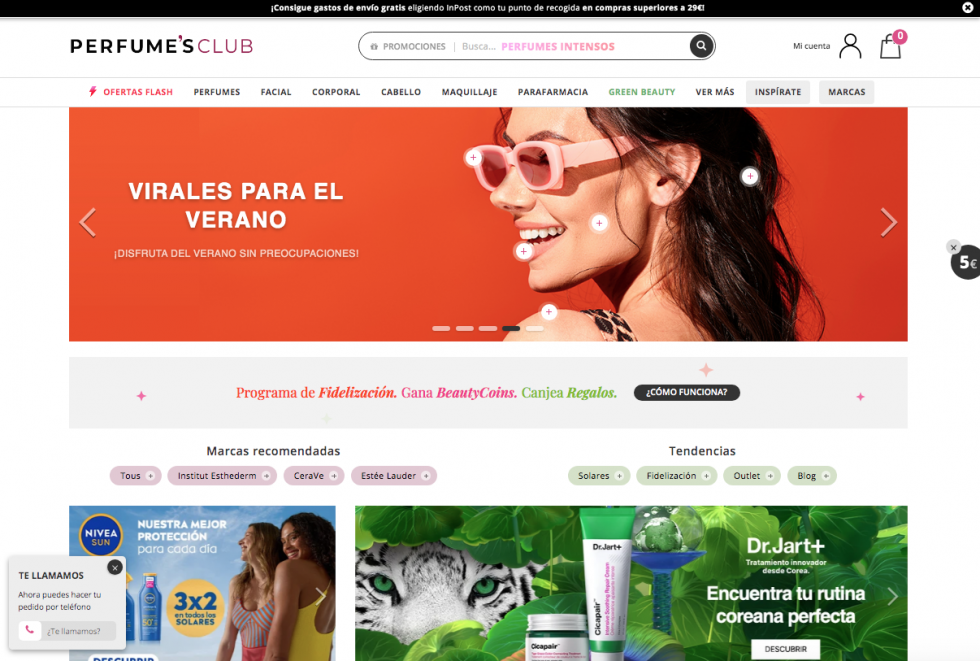 Captura de pantalla perfumes club